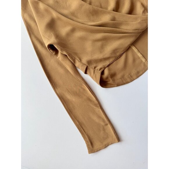 Aritzia BABATON Sheldon Tamarind Gold Crepe Draped Wrap Surplice Blouse, Size S - Picture 8 of 11